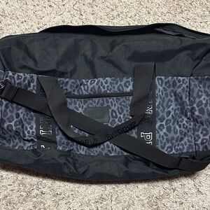 PINK Victoria's Secret Black and Gray Gym Duffel Bag
